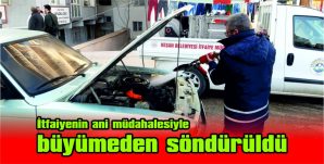 MOTOR BÖLÜMÜNDEN YANMAYA BAŞLAYAN ARAÇ PANİK YARATTI