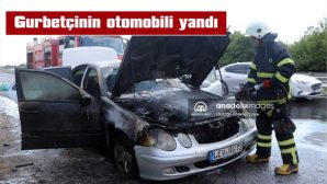 EDİRNE’DE MEMLEKETİNE GİDEN GURBETÇİNİN OTOMOBİLİ TAMAMEN YANDI