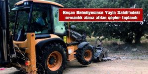 KEŞAN BELEDİYESİ, YAYLA SAHİLİNDE ORMANLIK ALANA GELİŞİ GÜZEL ŞEKİLDE ATILAN ÇÖPLERİ TOPLADI