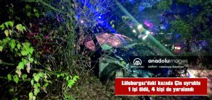 LÜLEBURGAZ’DA ÇİNLİLERİN İÇİNDE BULUNDUĞU OTOMOBİL DEVRİLDİ