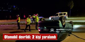 EDİRNE’DE DEVRİLEN OTOMOBİLDEKİ 2 KİŞİ YARALANDI