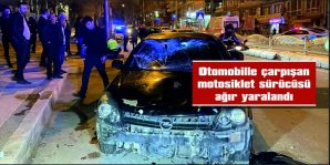 EDİRNE’DE OTOMOBİLLE ÇARPIŞAN MOTOSİKLETİN SÜRÜCÜSÜ AĞIR YARALANDI