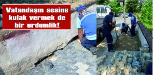 KALDIRIMDAN SÖKLEN PARKE TAŞLARI YERİNE KONULDU