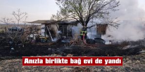 BAĞ EVİ ANIZ YANGINININ ORTASINDA KALDI