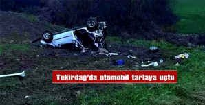 TEKİRDAĞ’DA OTOMOBİL TARLAYA UÇTU, 2 KİŞİ YARALANDI