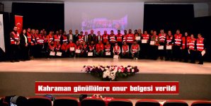 60 GÖNÜLLÜYE ONUR BELGESİ VERİLDİ