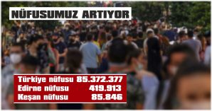 KEŞAN MERKEZ NÜFUSU 65.267 OLARAK AÇIKLANDI