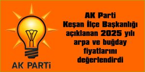 AK PARTİ’DEN, AÇIKLANAN 2025 YILI BUĞDAY VE ARPA FİYATLARI DEĞERLENDİRMESİ…