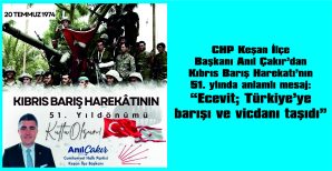 ÇAKIR: “BU HAREKÂT, TARİHİN AKIŞINI DEĞİŞTİREN BİR DÖNÜM NOKTASIDIR”