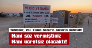 MECİDİYE SAHİLİ’NDEKİ ÇADIR VE KARAVAN ALANI ÜCRETLİ OLDU