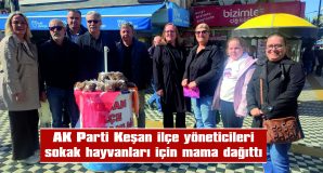 AK PARTİLİ YÖNETİCİLER, SOKAK HAYVANLARINA MAMA DAĞITTI