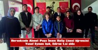 İMAM HATİP LİSESİ ÖĞRENCİSİ YUSUF EYMEN IŞIK, EDİRNE 1.Sİ OLDU
