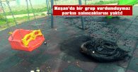 BİR GRUP GENÇ PARKTAKİ SALINCAKLARI YAKTI
