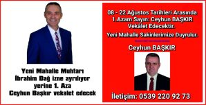DAĞ İZNE AYRILIYOR, YERİNE BAŞKIR VEKALET EDECEK